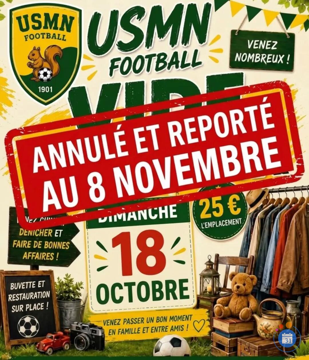 Image Vide Grenier USMN football (du 18 octobre) REPORTÉ au DIMANCHE 8 NOVEMBRE (photo 1)