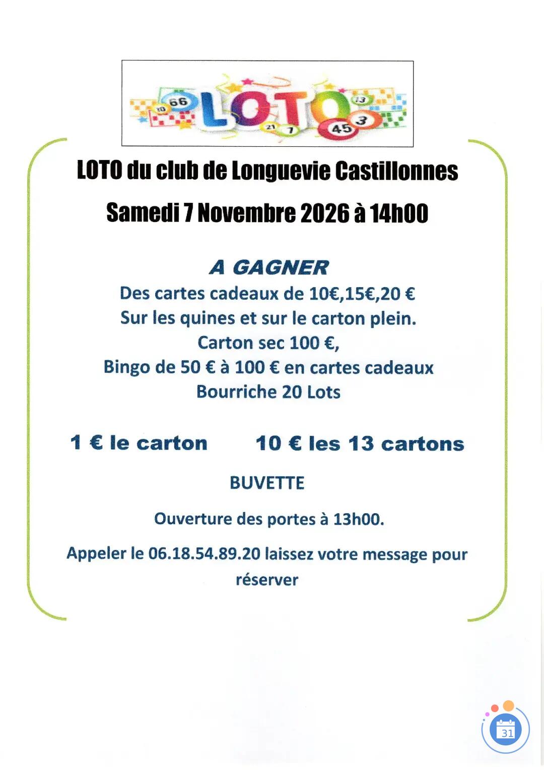 Image Grand Loto du club de Longuevie (photo 1)