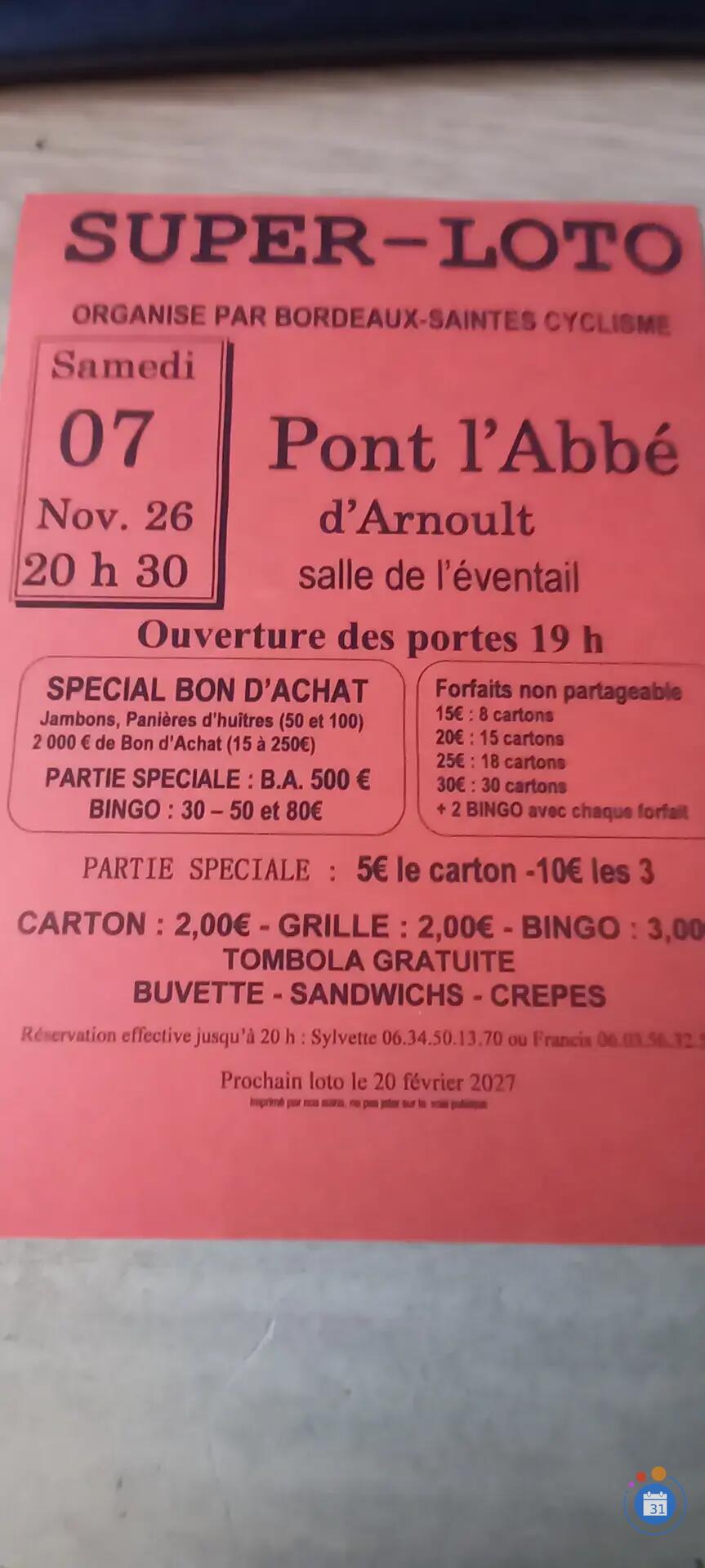 Image SUPER LOTO organisé par le B.S.C.O. (photo 1)
