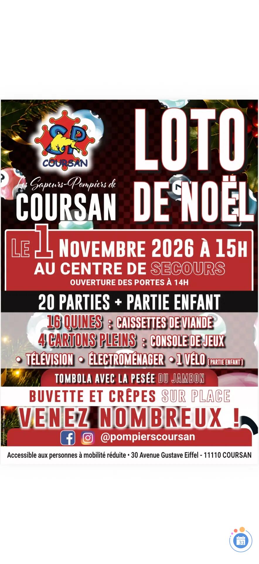 Image Loto de Noël des sapeurs-pompiers de Coursan (photo 1)