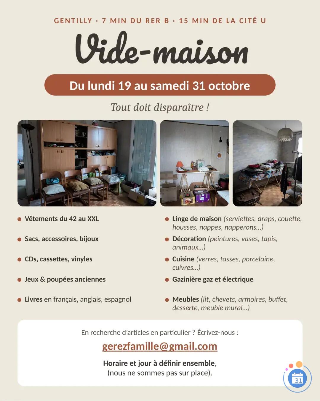Image Vide maison à 15min à pied de Cité U (paris 14) ou 7 min du RER B Gentilly (photo 1)