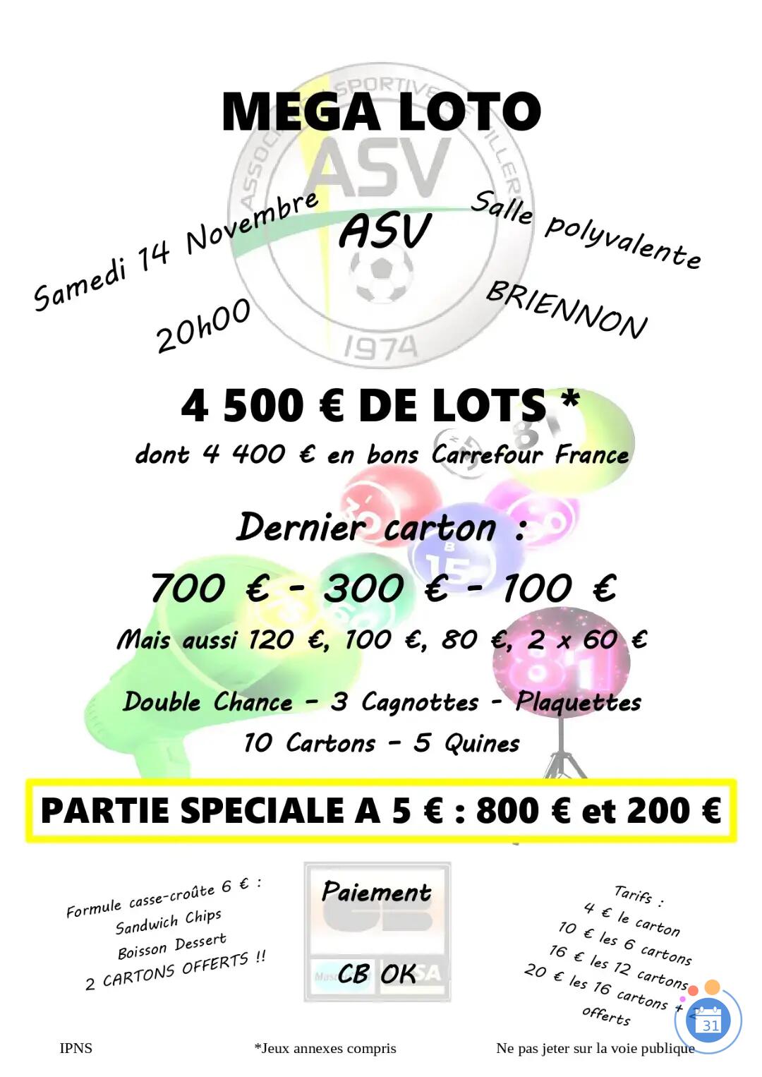 Image SUPER LOTO de l'AS VILLERS (photo 1)