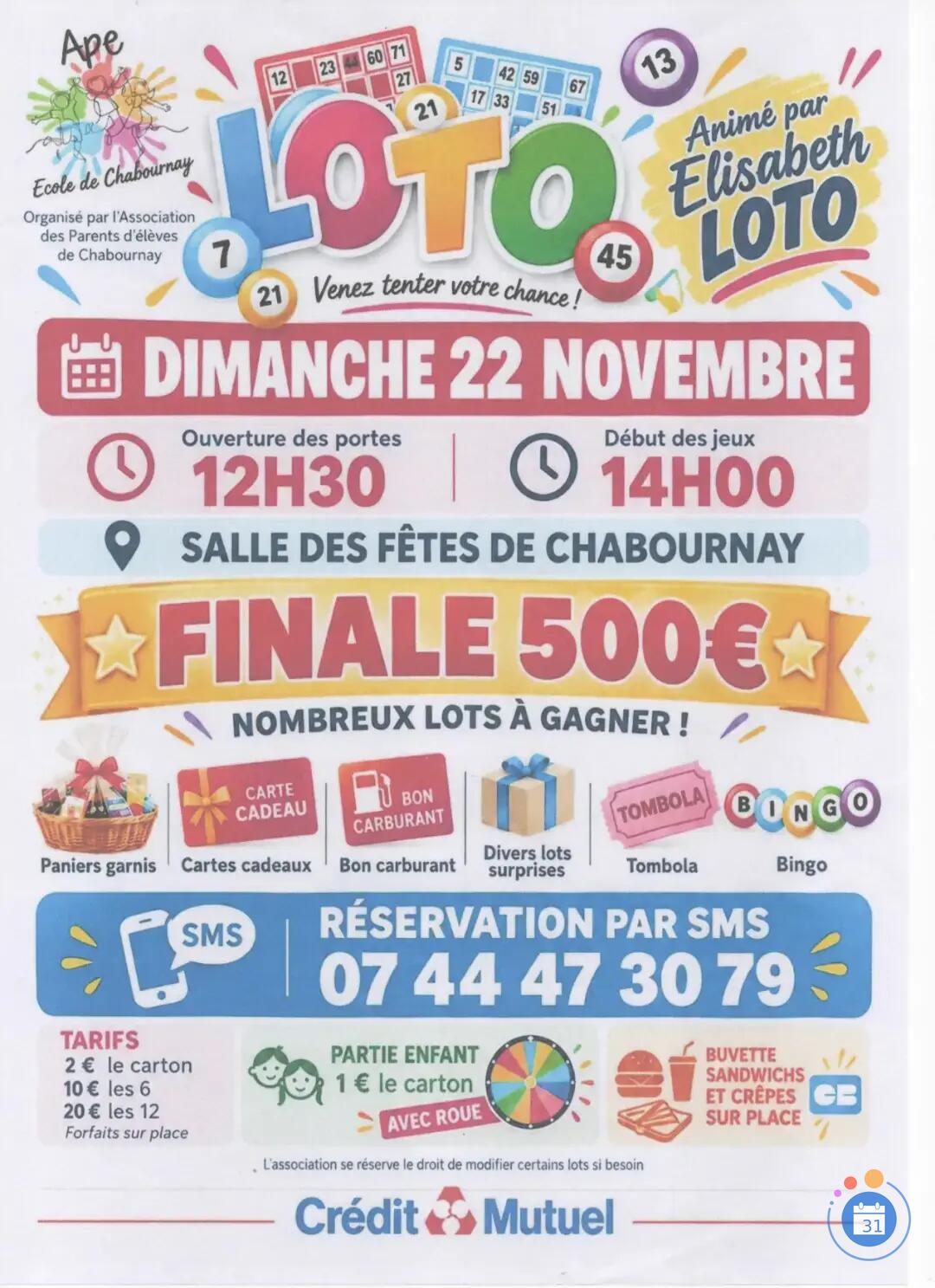 Image Loto APE Chabournay animé par Elisabeth Loto (photo 1)