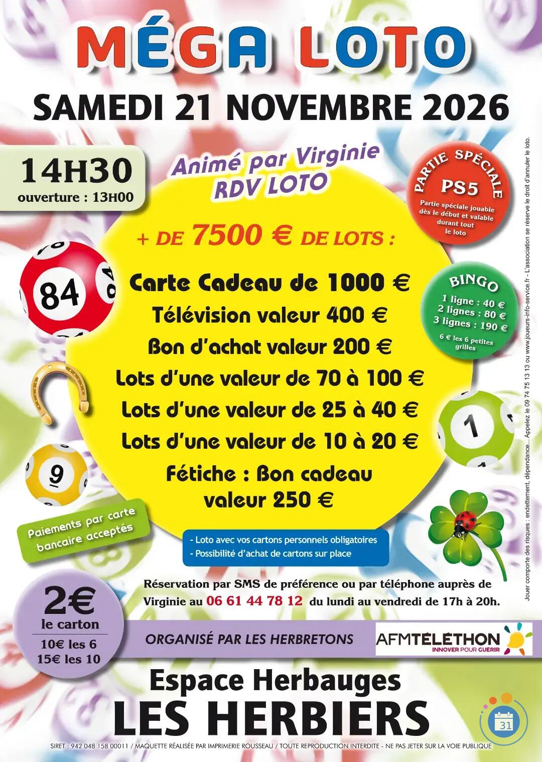 Image MEGA LOTO ANIME PAR VIRGINIE RDV LOTO AUX HERBIERS (photo 1)
