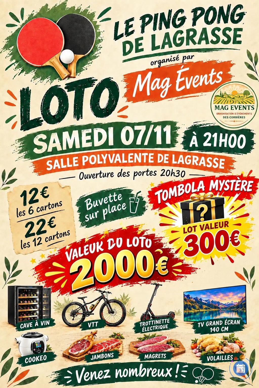 Image GRAND LOTO DU PING PONG DE LAGRASSE (photo 1)