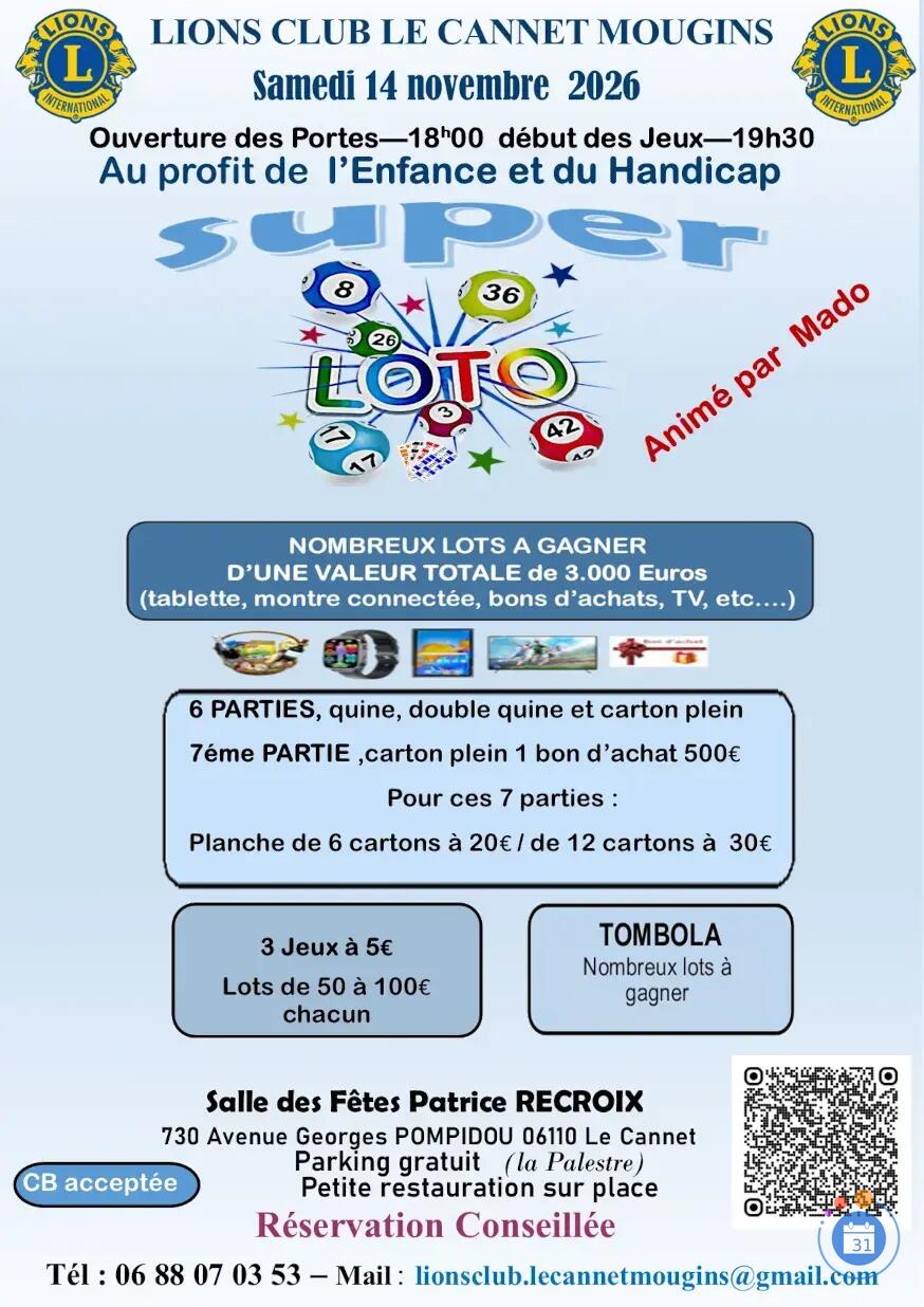 Image SUPER LOTO LIONS CLUB LE CANNET-MOUGINS (photo 1)