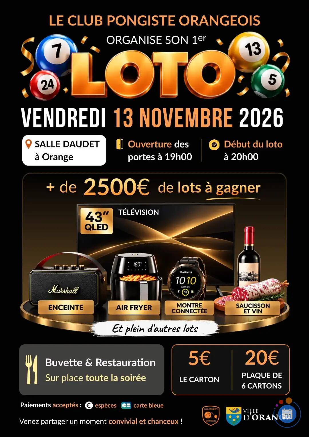Image 1er LOTO DU CLUB PONGISTE ORANGEOIS (photo 1)