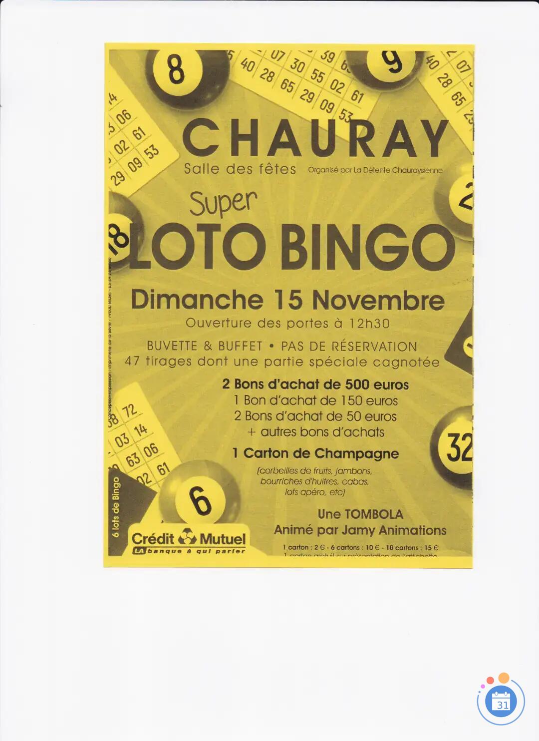 Image loto- bingo détente Chauray avec JAMY 47 tirages (photo 1)