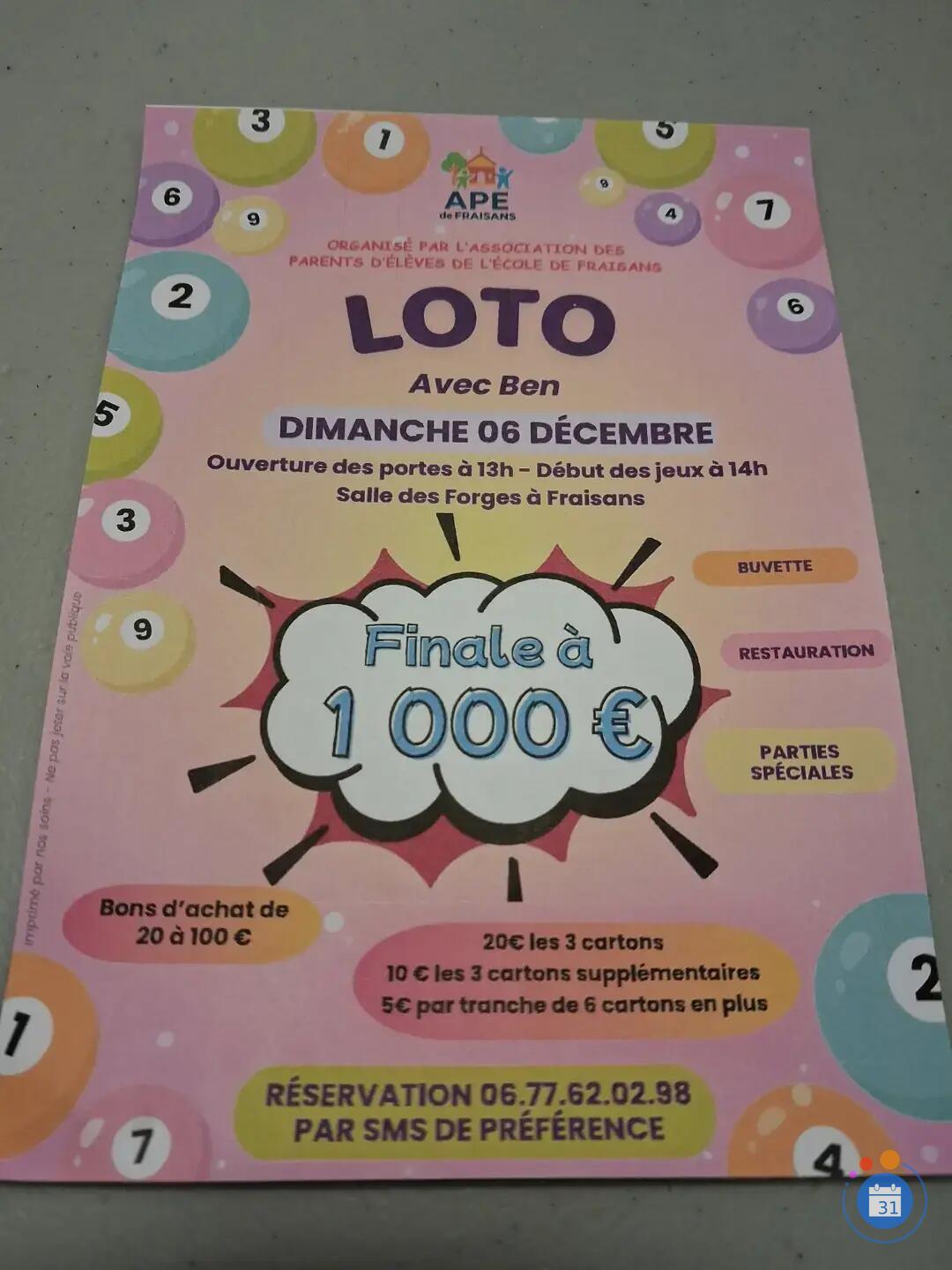 Image super loto ape de fraisans (photo 1)