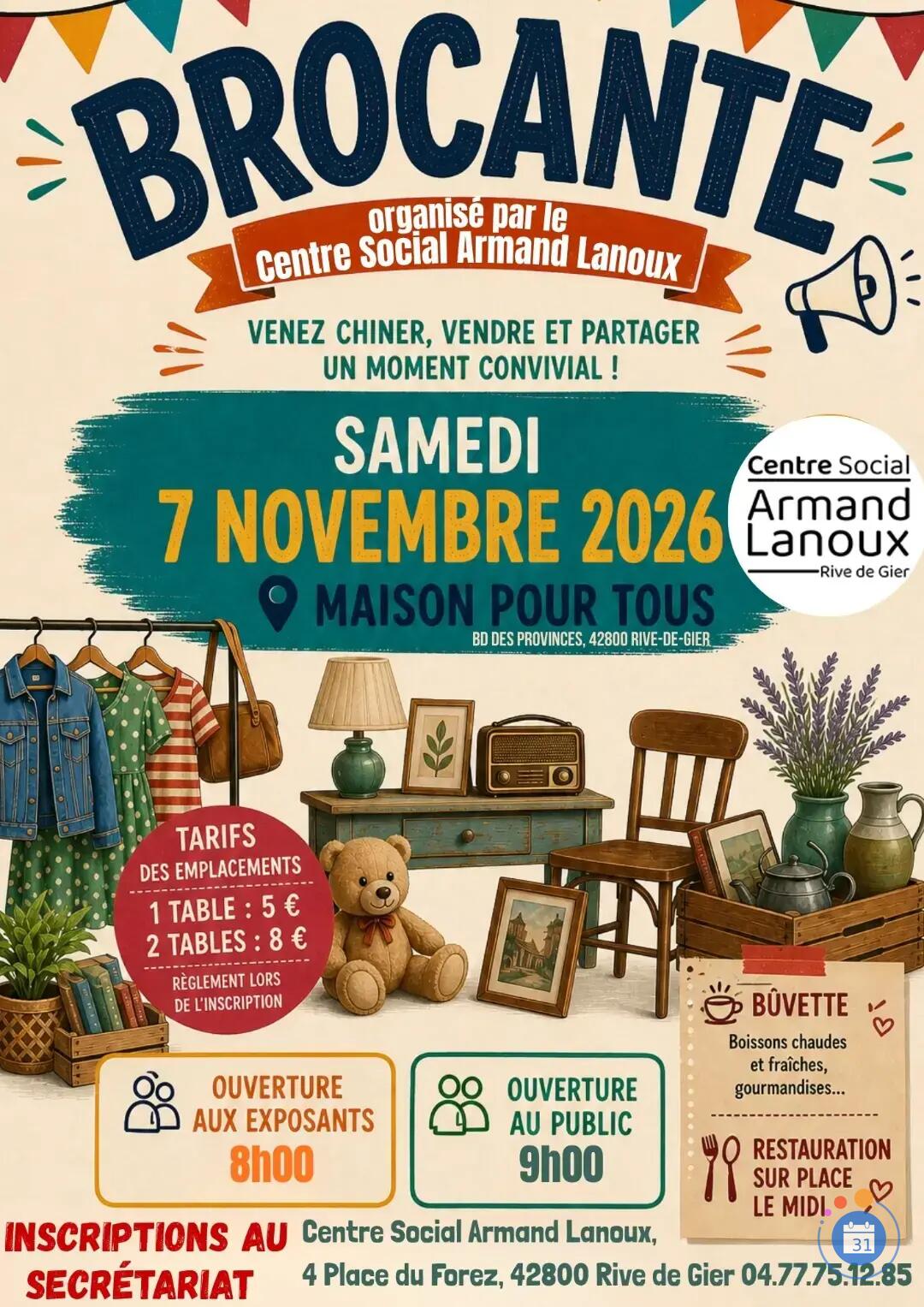 Image BROCANTE CENTRE SOCIAL ARMAND LANOUX (photo 1)
