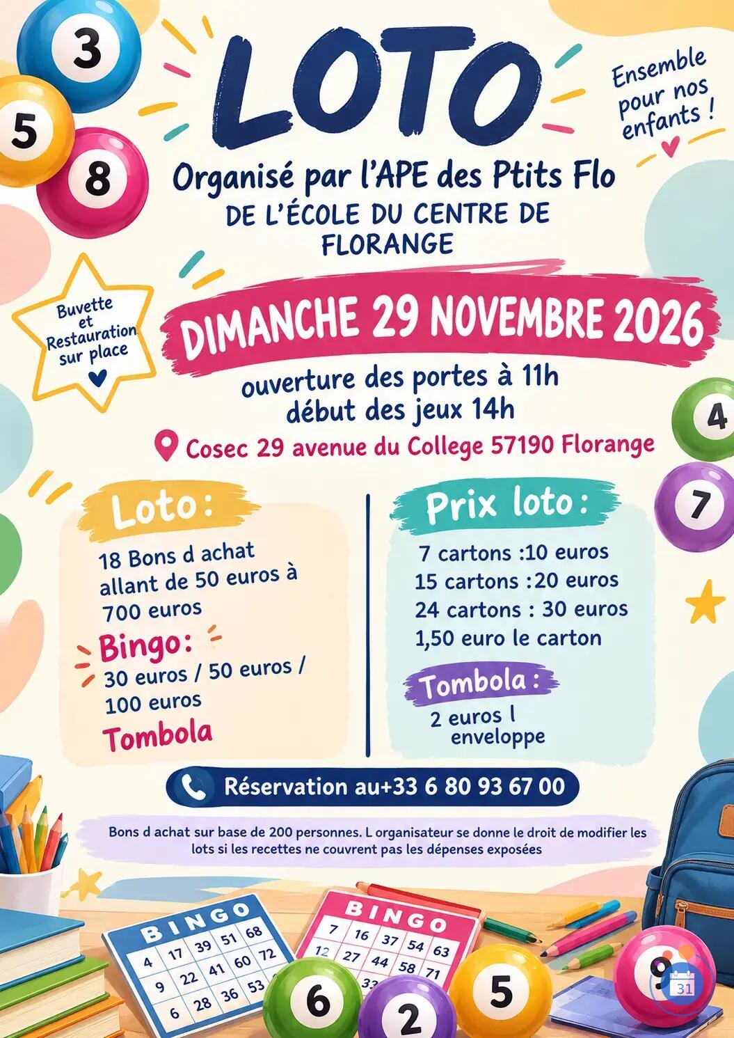 Image Loto pour l'APE de l'école du centre à Florange (photo 1)