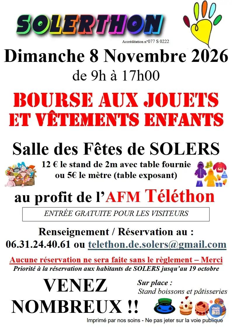 Image Bourse aux Jouets & Vêtements Enfants au profit du Téléthon (photo 1)