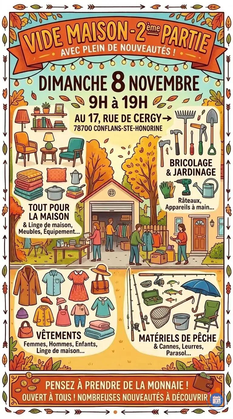 Image Vide maison à conflans dimanche 8 novembre (photo 1)