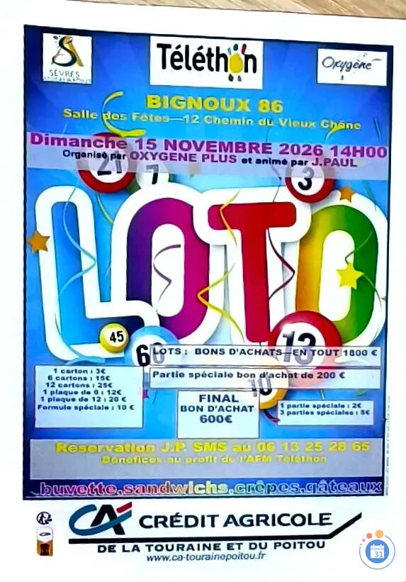 Image Loto du Téléthon organisé par Oxygène Plus et animé par Jean Paul (photo 1)