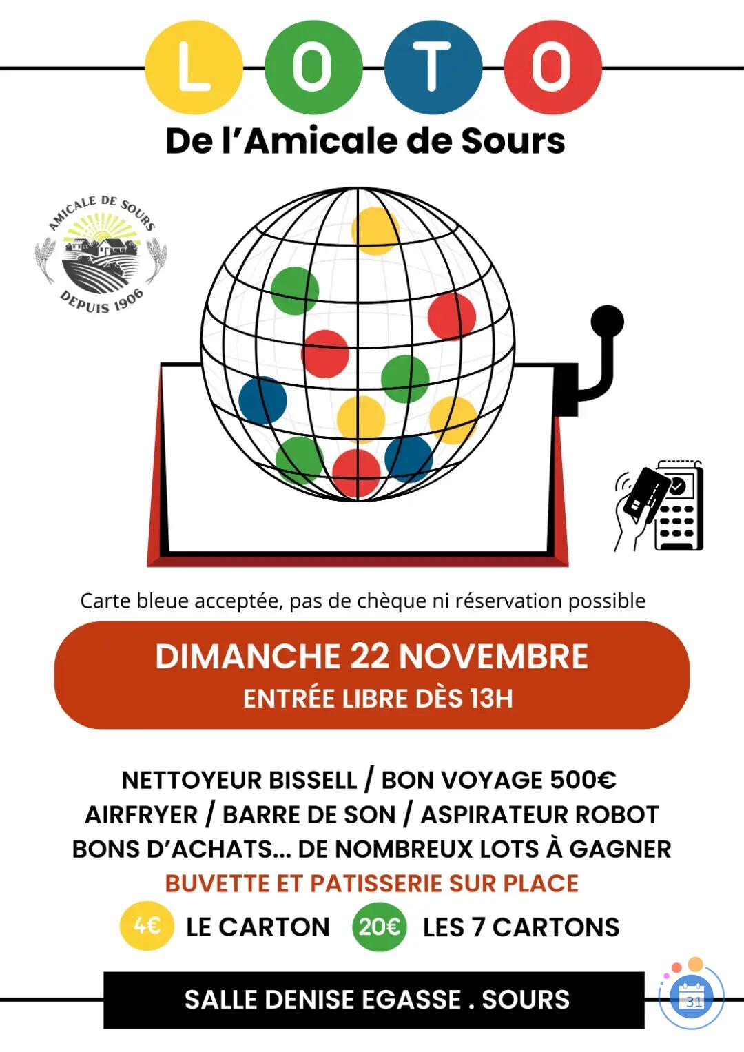 Image LOTO DE L'AMICALE DE SOURS (photo 1)