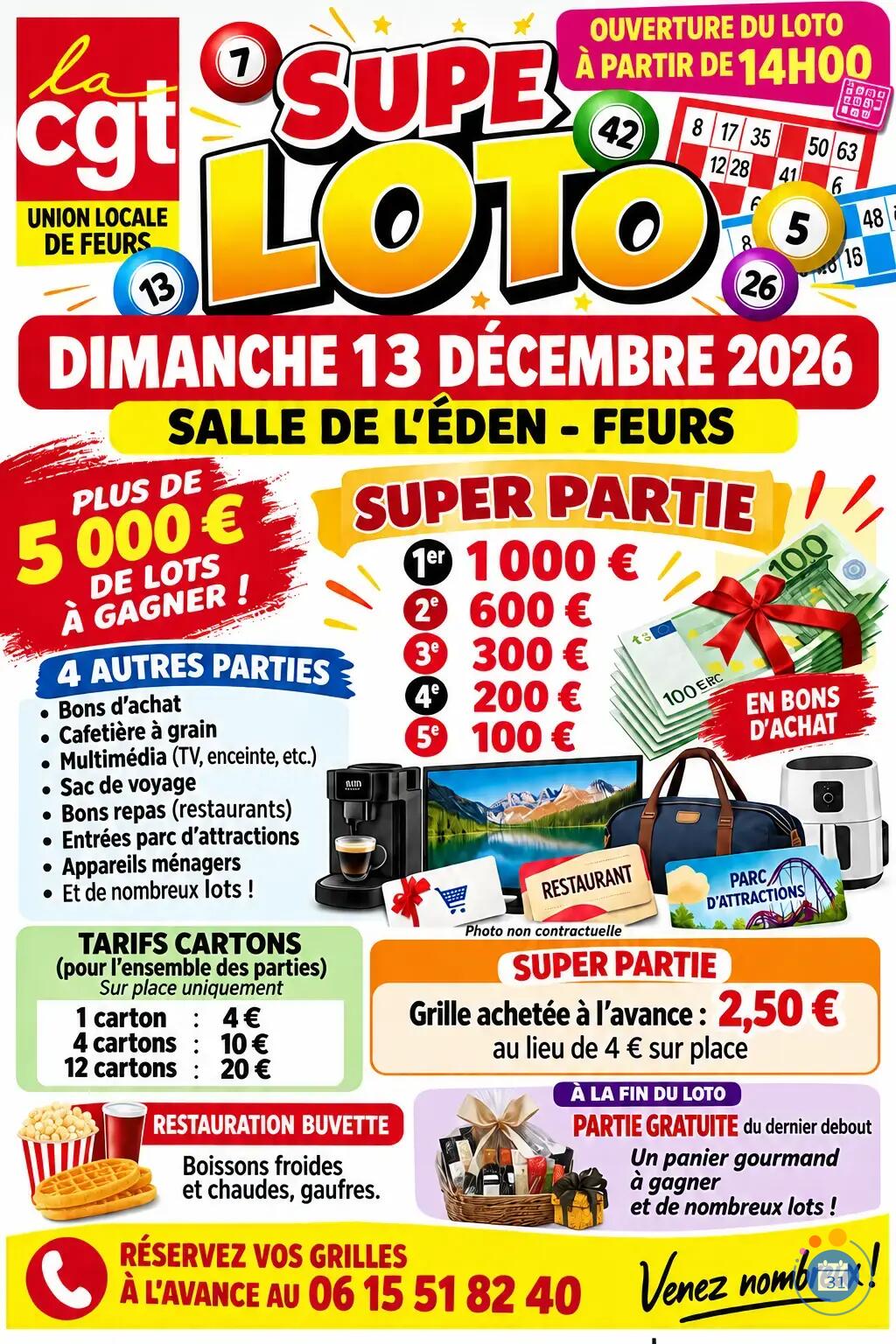 Image SUPER LOTO – UNION LOCALE CGT DE FEURS (photo 1)