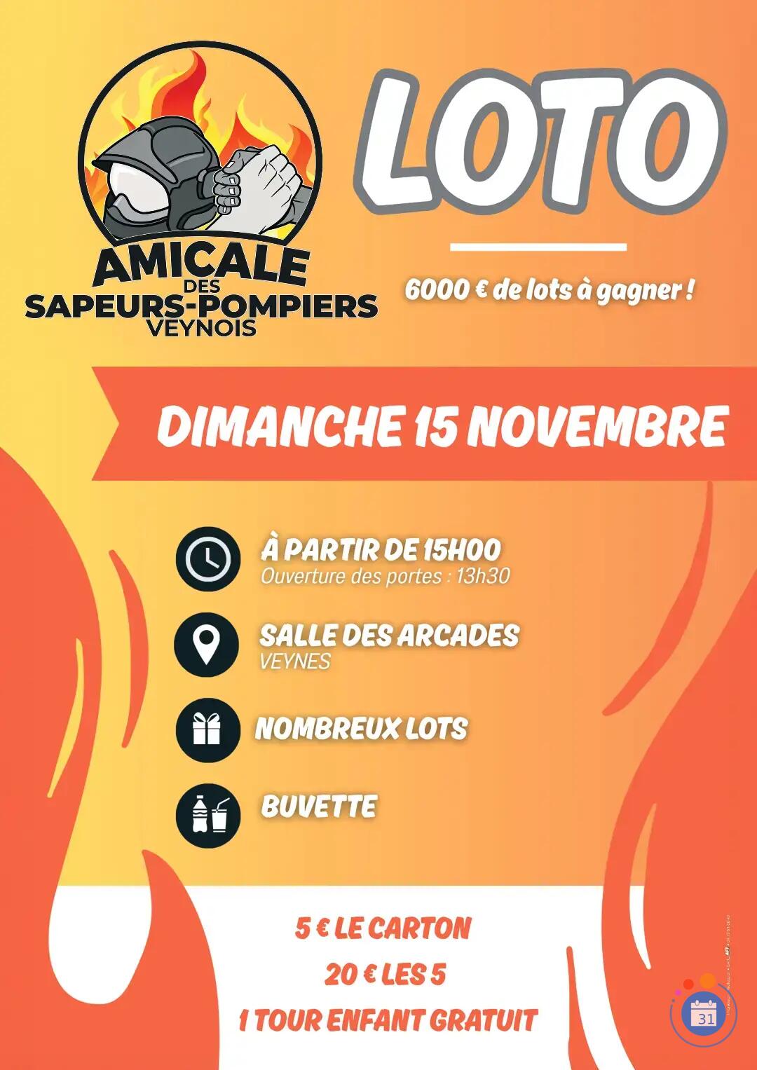 Image LOTO DE L'AMICALE DES SAPEURS POMPIERS VEYNOIS (photo 1)