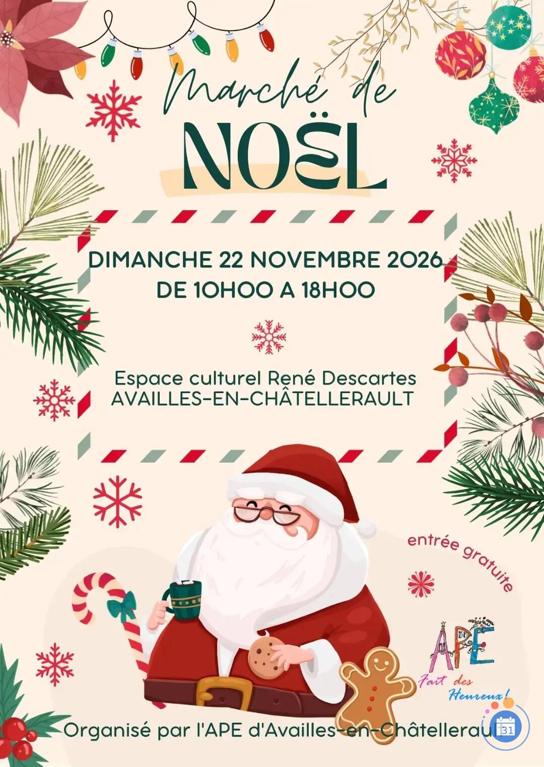 Image Marché de Noël de l'APE d'Availles en Châtellerault - 22/11/2026 (photo 1)
