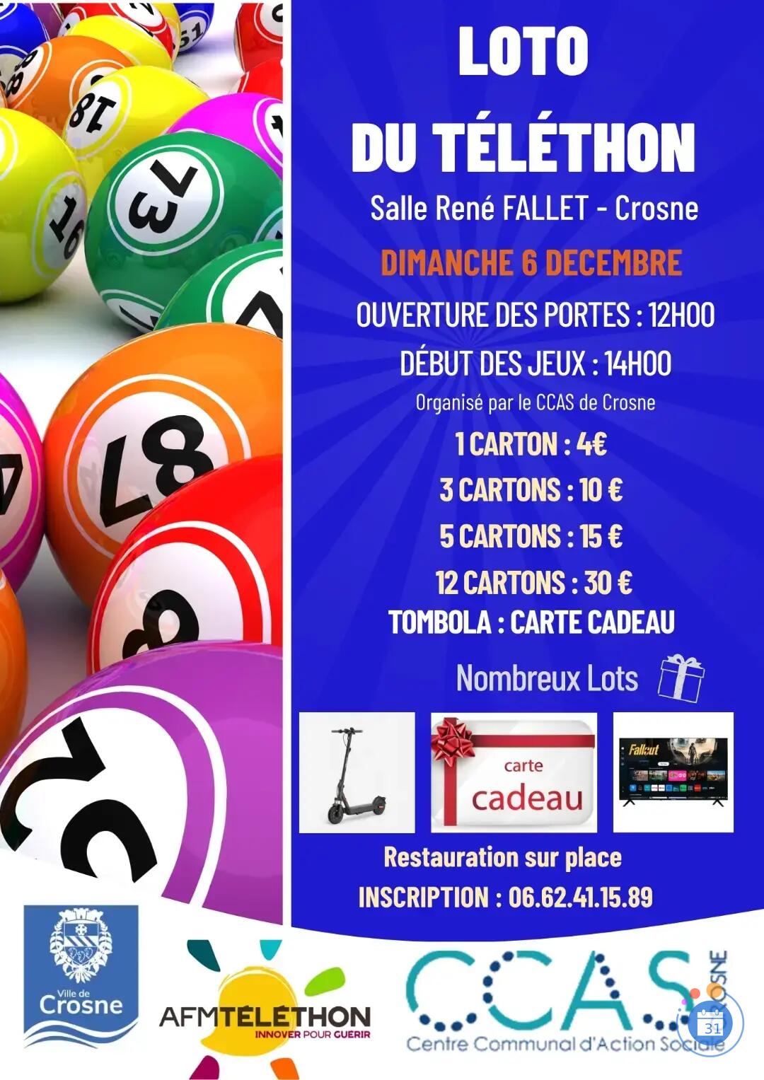 Image LOTO DU CCAS DE LA VILLE DE CROSNE POUR LE TELETHON (photo 1)