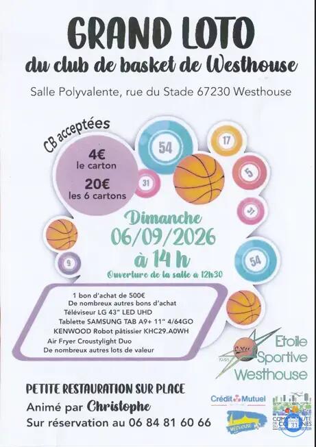 Image LOTO DU BASKET CLUB DE WESTHOUSE ANIME PAR CHRISTOPHE (photo 1)