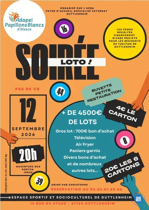 Image LOTO DE L'ADAPEI PAPILLONS BLANCS D'ALSACE ANIME PAR CHRISTOPHE (photo 1)