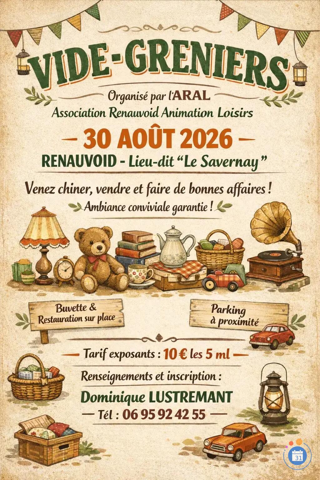 Image Vide Grenier de l'Association Renauvoid Animation Loisirs (photo 1)