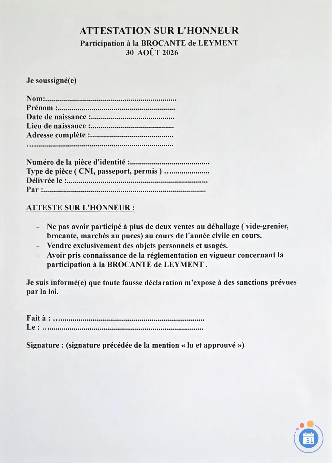 Image brocante annuelle de leyment (photo 2)