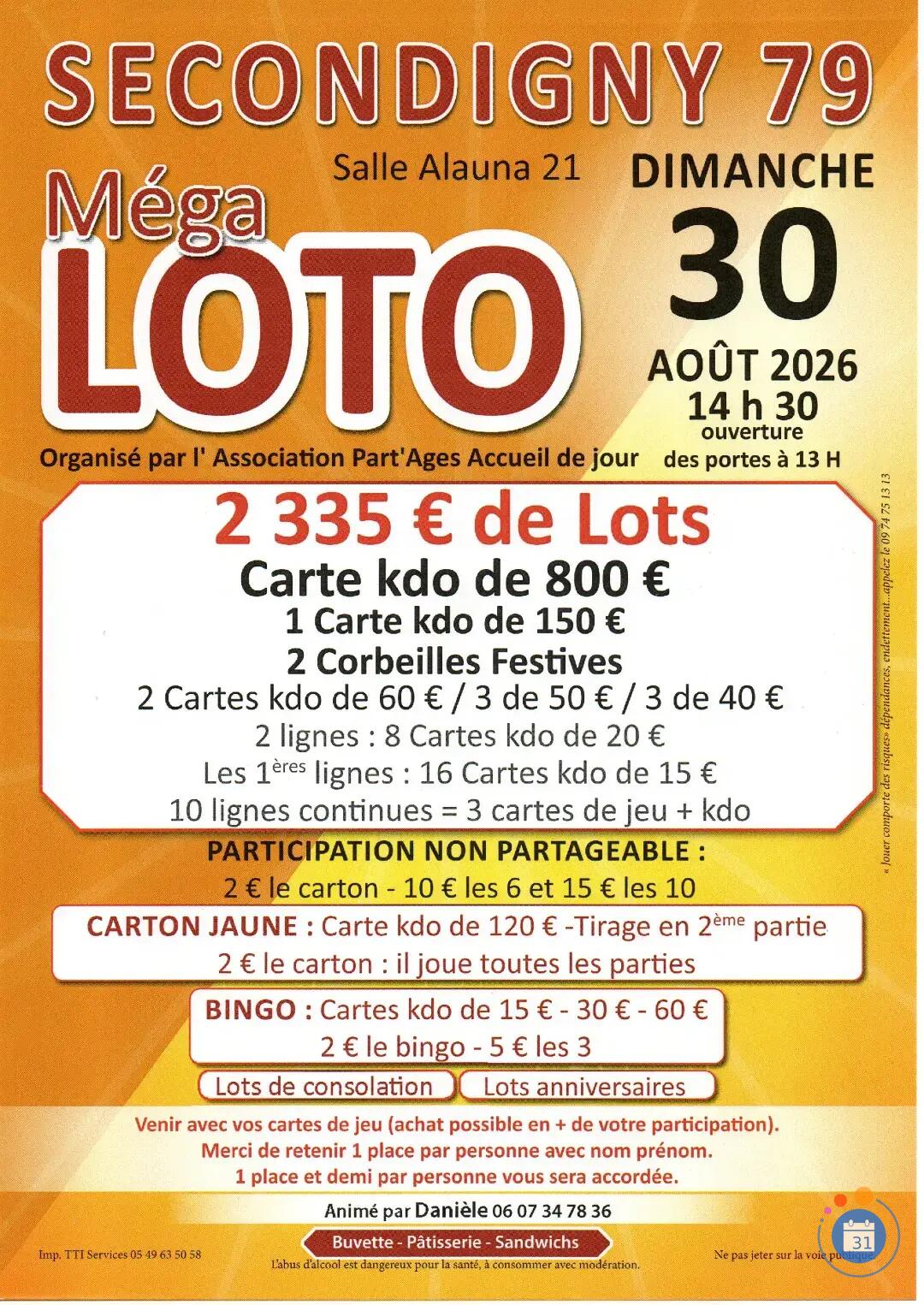 Image Méga Loto Association Part'Ages Accueil de Jour (photo 1)