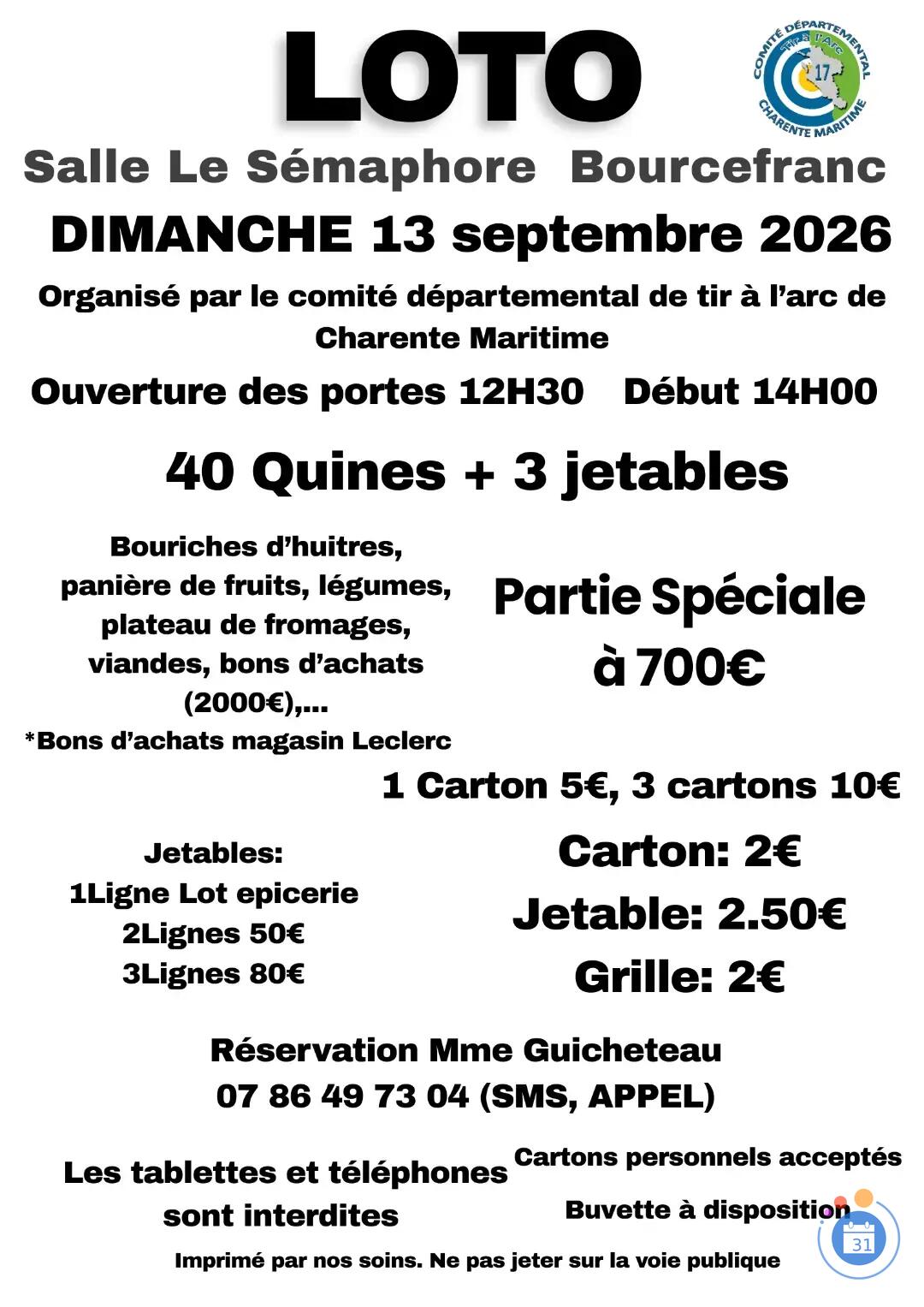 Image Loto comité départemental de tir à l'arc de Charente-Maritime (photo 1)
