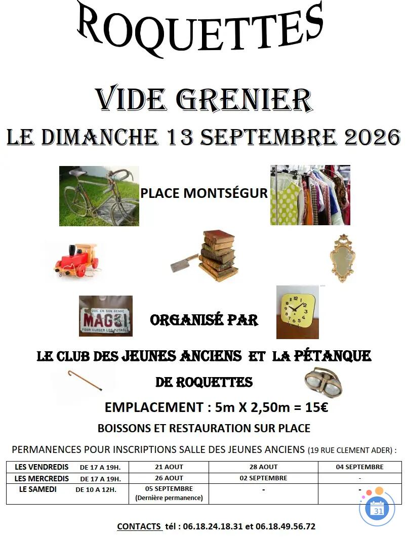 Image vide grenier jeunes anciens et pétanque de Roquettes (photo 1)