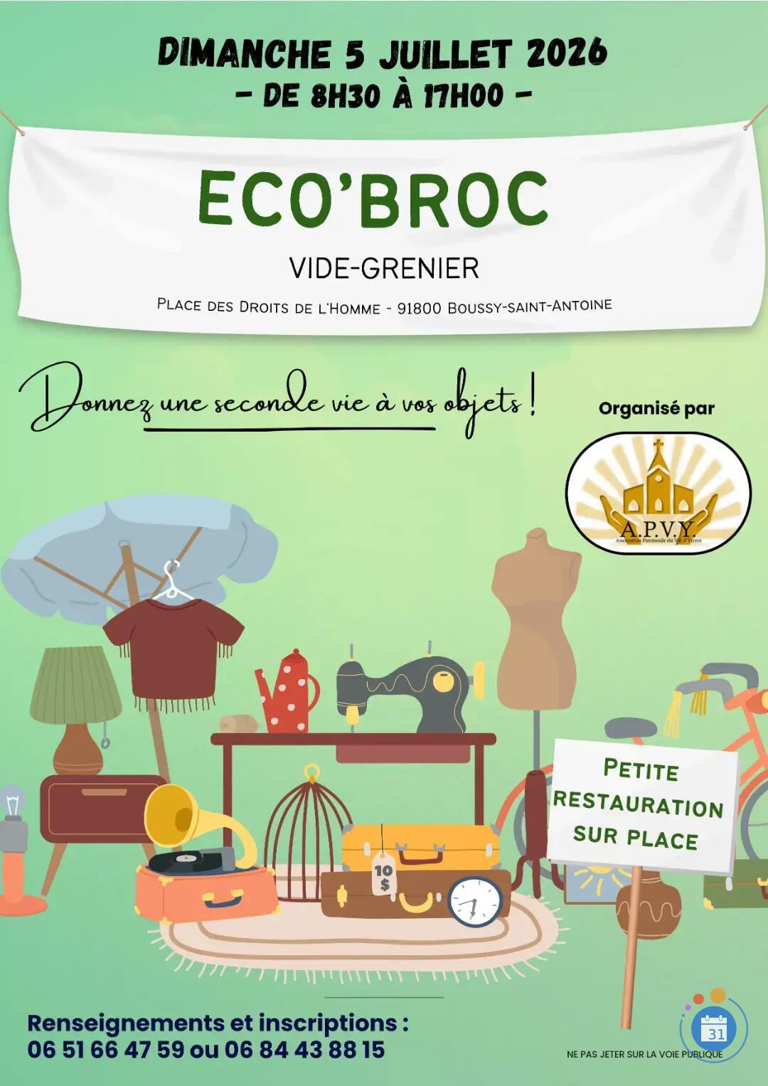 Eco'Broc - Le vide-grenier solidaire et convivial de l'APVY