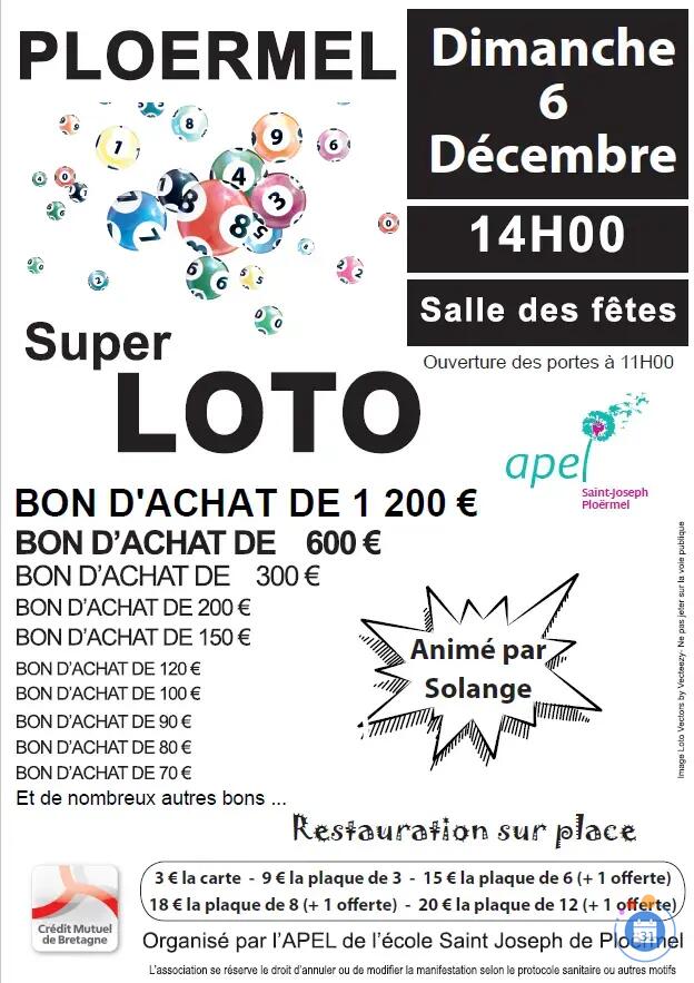 Flyer Super Loto de L'APEL Saint-Joseph Ploërmel