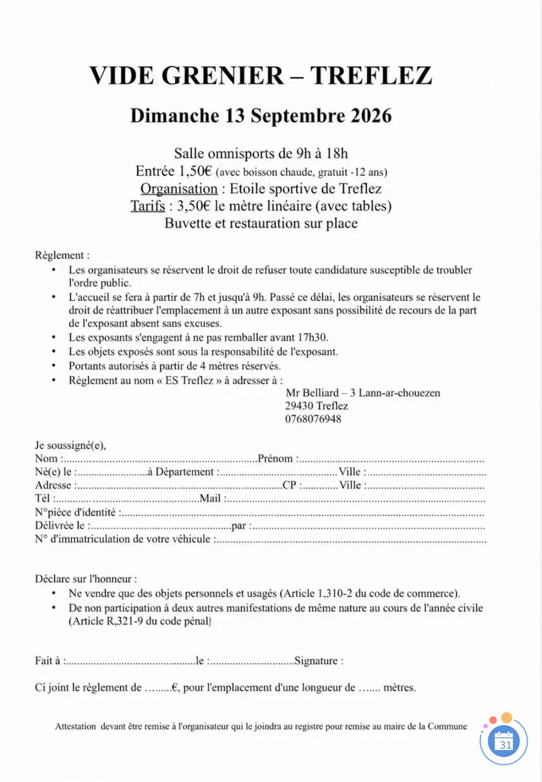 Image Vide grenier etoile sportive treflez (photo 2)