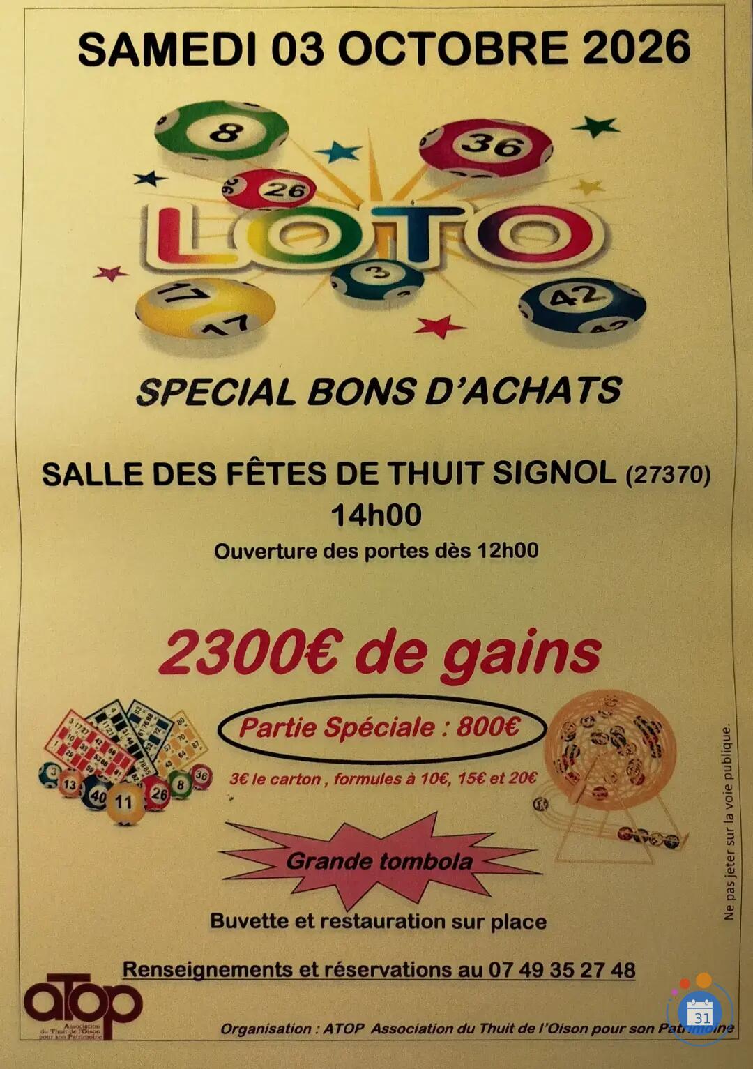 Image GRAND LOTO pour le Patrimoine du Thuit de l'Oison. (photo 1)