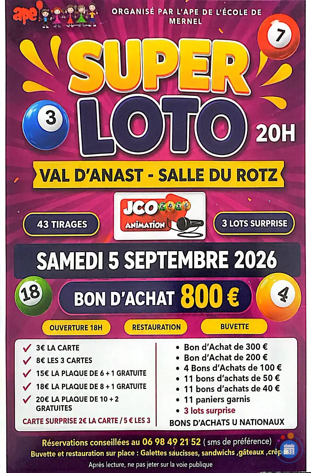Image Super loto APE école de Mernel avec JC O (photo 1)
