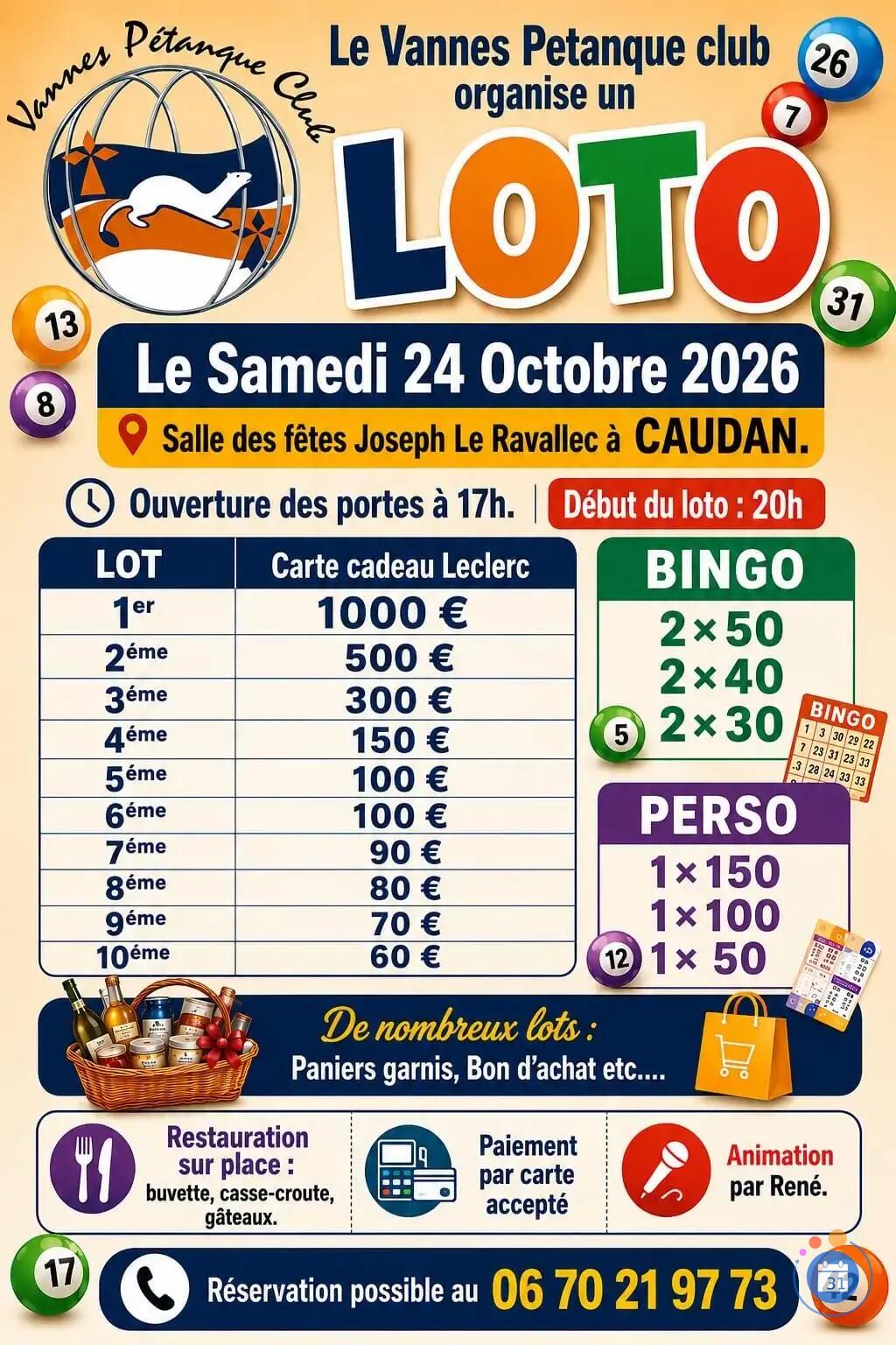 Image Super Loto du Vannes Petanque Club animé par rené (photo 1)