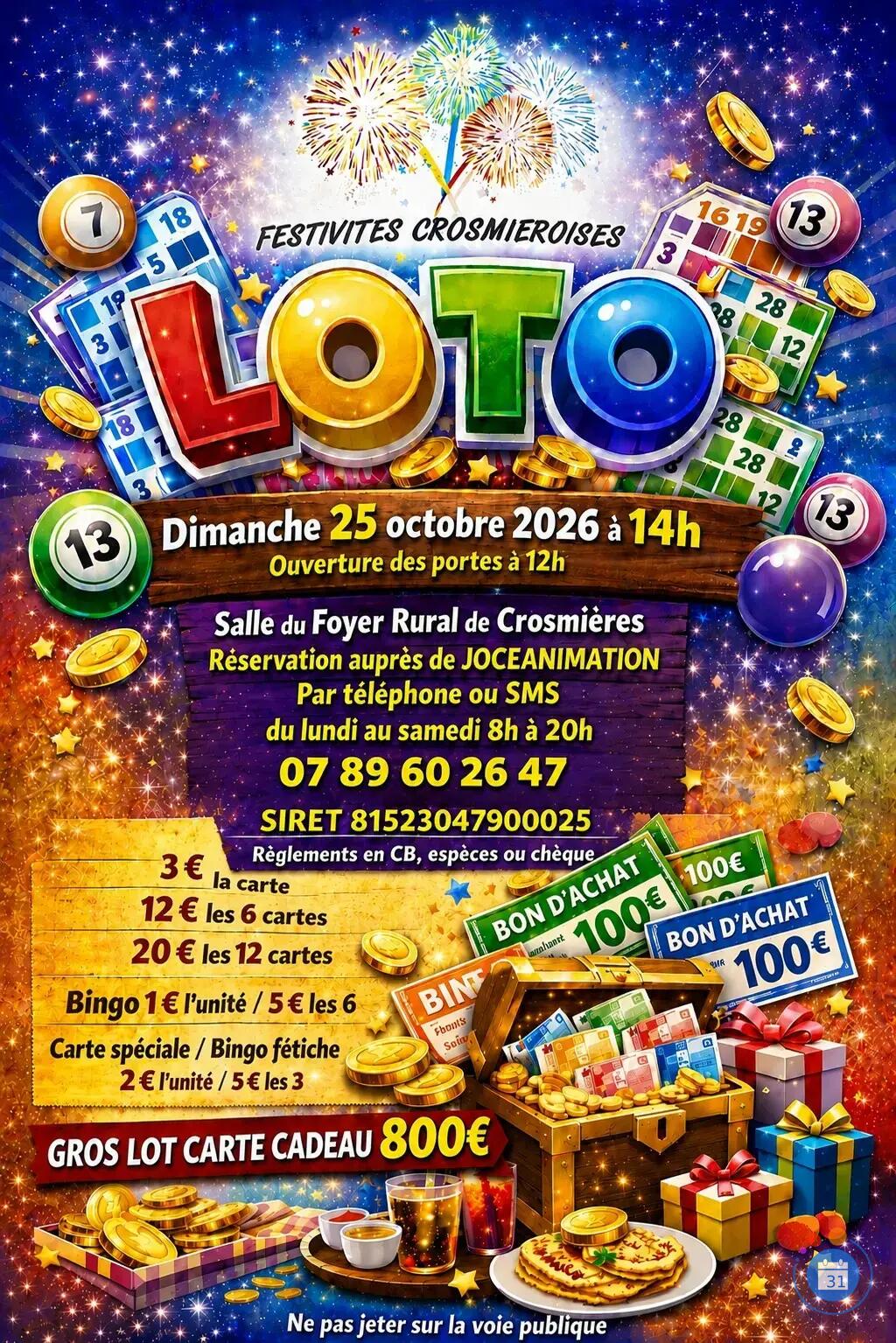 Image SUPER LOTO DES FESTIVITES CROSMIEROISES (photo 1)