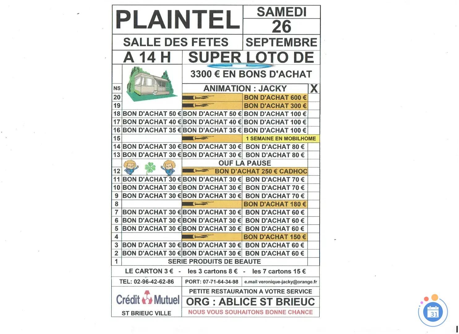 Image SUPER LOTO DE ABLICE ST BRIEUC ANIME PAR JACKY (photo 1)