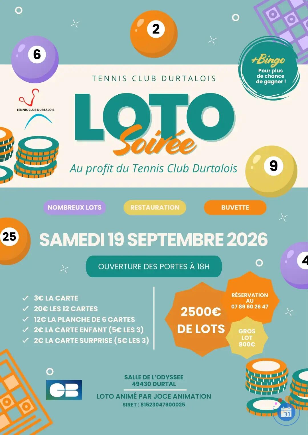 Image SUPER LOTO du TENNIS CLUB DURTALOIS (photo 1)