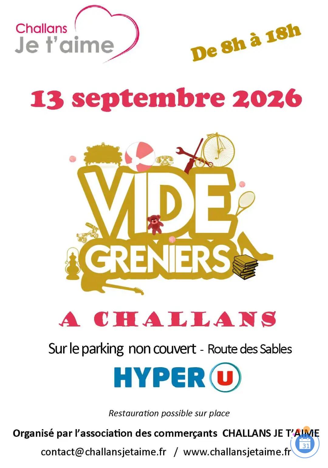 Image Vide-greniers CHALLANS JE T'AIME (photo 1)