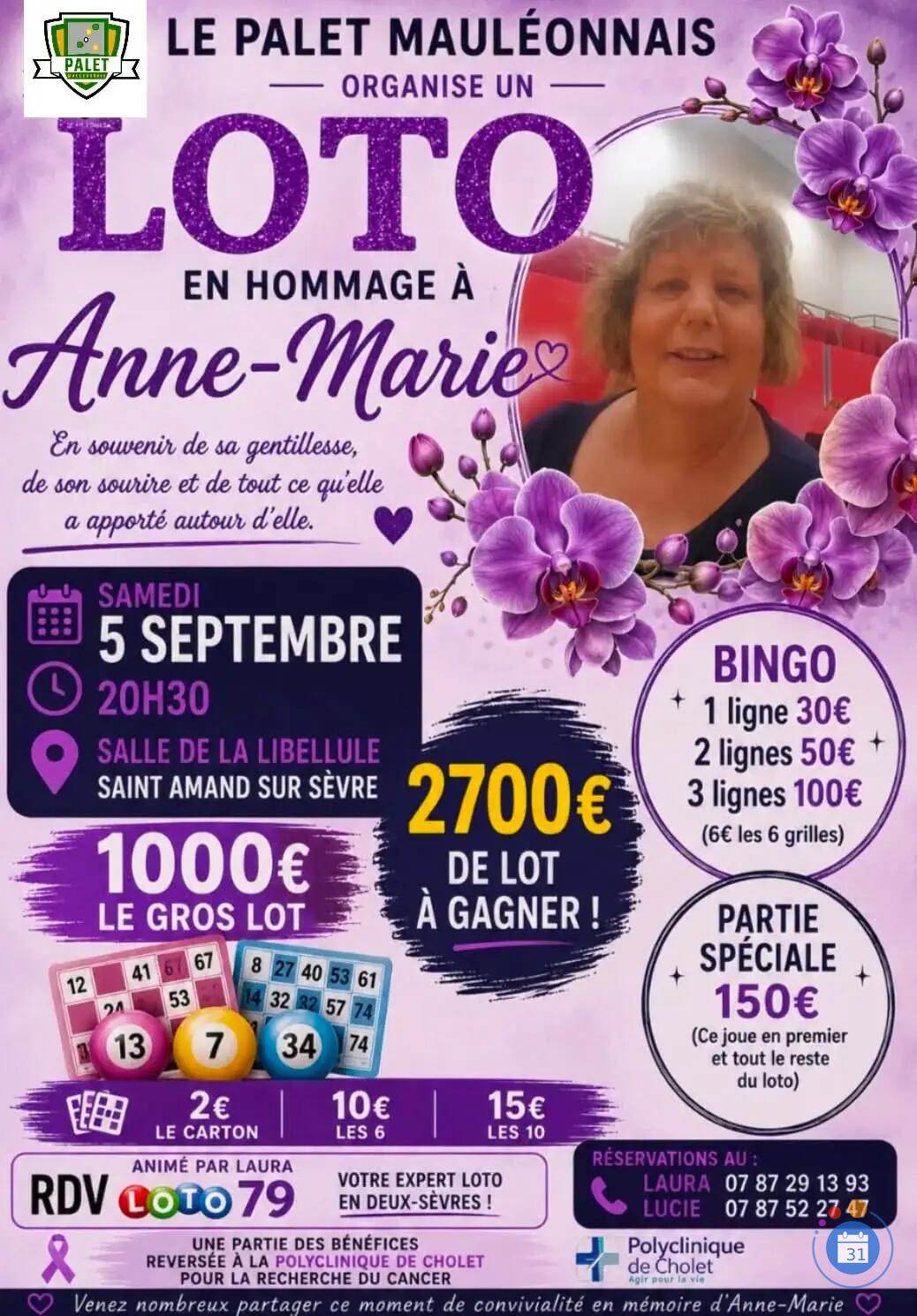 Image GRAND LOTO ANIME PAR LAURA RDV LOTO EN HOMMAGE A ANNE-MARIE (photo 1)