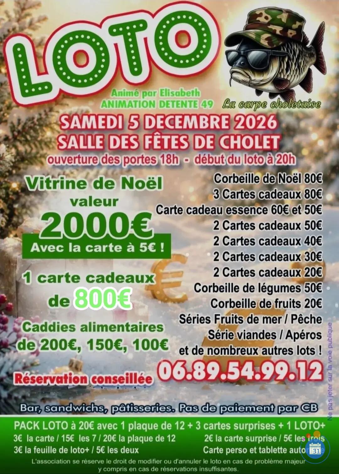 Flyer Loto de la carpe Choletaise