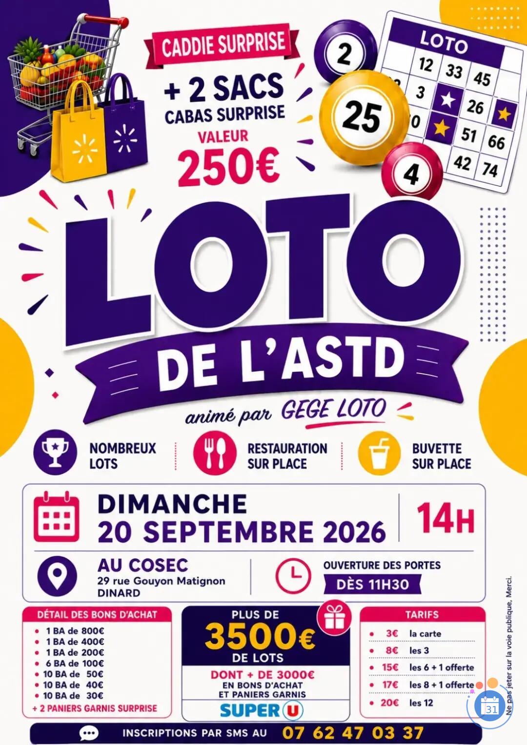 Image Super loto de L'ASTD Dinard Anim Gégé loto (photo 1)