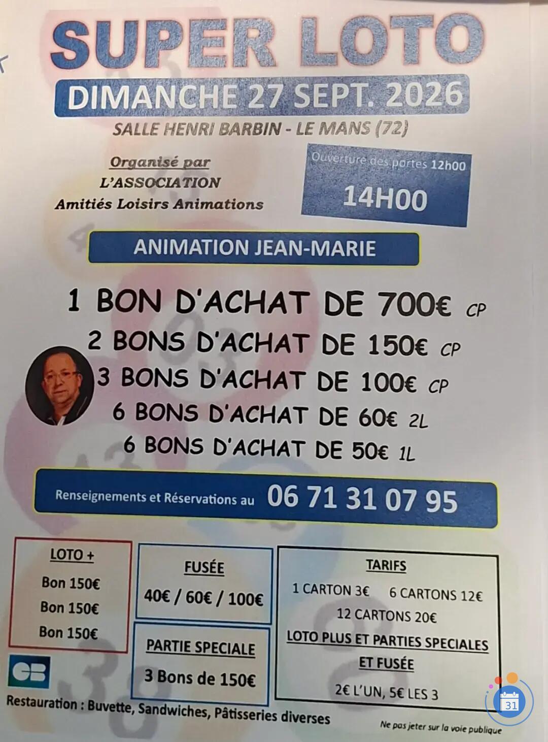 Image SUPER LOTO AMITIE LOISIRS /ANIMATION JEAN MARIE (photo 1)
