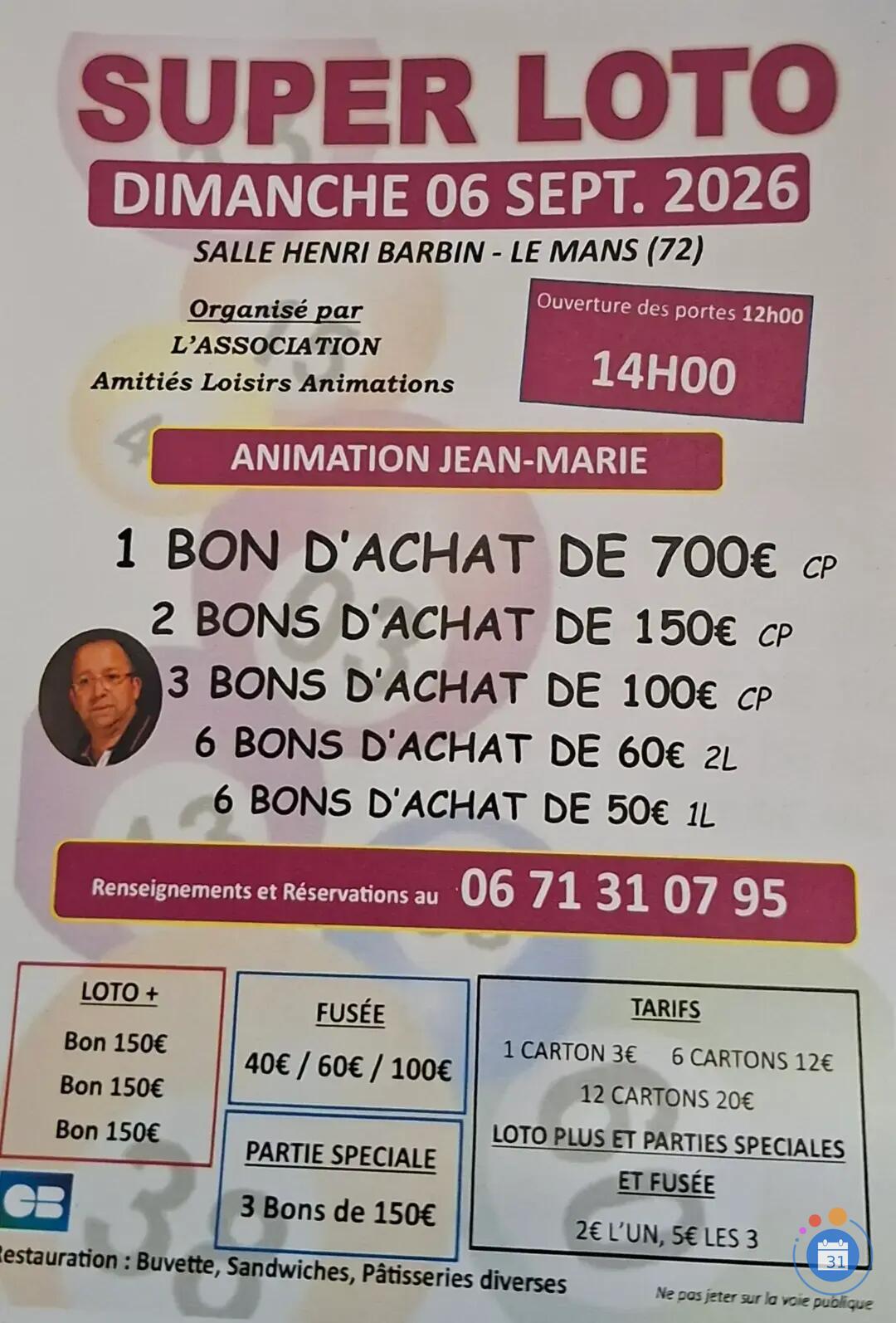 Image SUPER LOTO AMITIE LOISIRS / ANIMATION JEAN MARIE (photo 1)