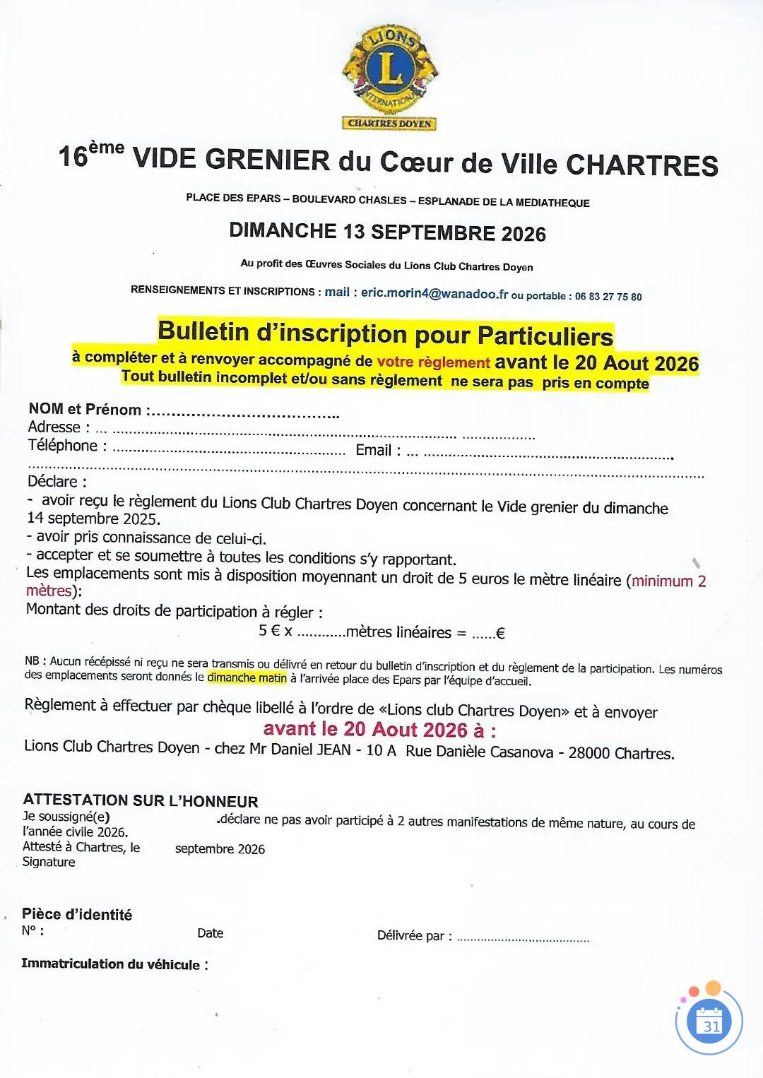 Image Vide grenier du Lions Chartres Coeur de Ville (photo 2)