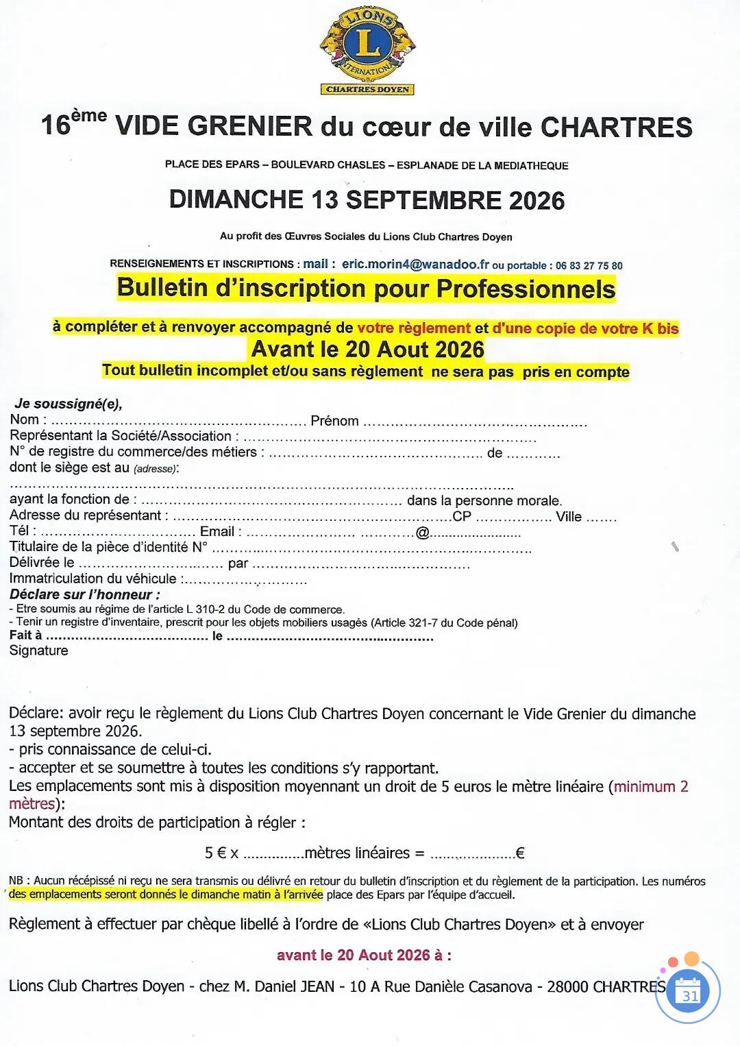 Image Vide grenier du Lions Chartres Coeur de Ville (photo 3)