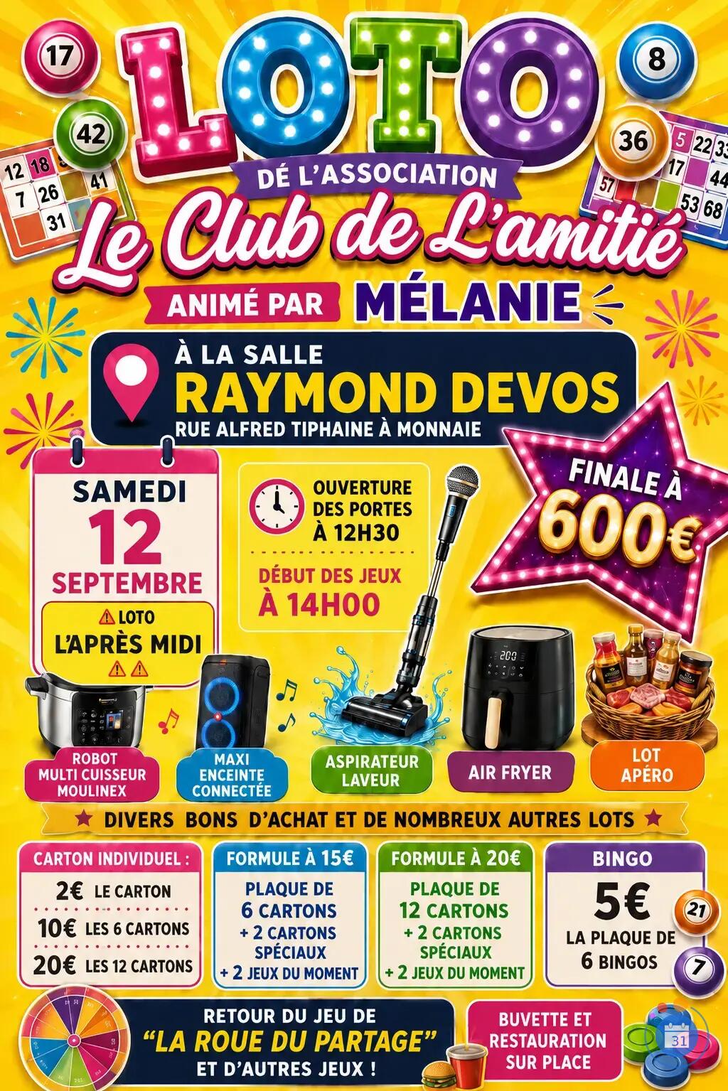 Image SUPER LOTO ANIME PAR MELANIE ATTENTION LOTO LE SAMEDI APRES MIDI (photo 1)