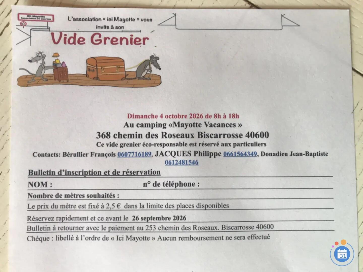 Image Vide grenier : Association Ici Mayotte (photo 2)