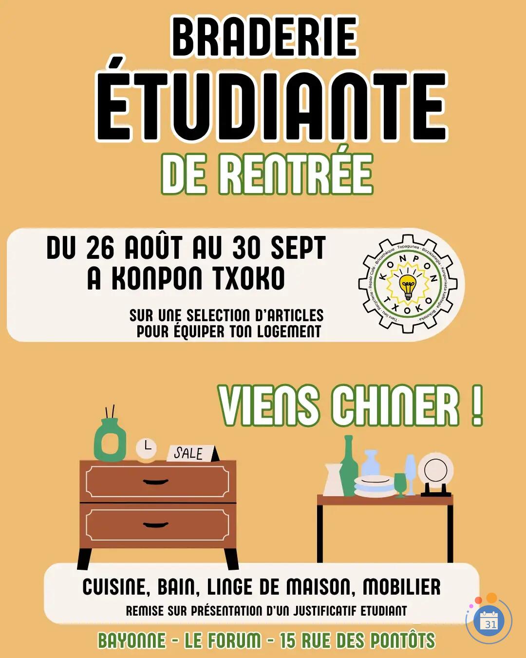 Image Braderie étudiante à Konpon Txoko (photo 1)